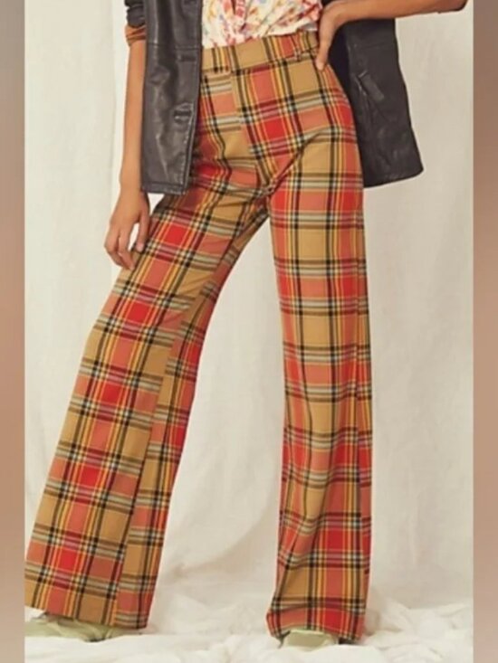 Free People Pants - Free People Jules Plaid Wide Leg Pants 12